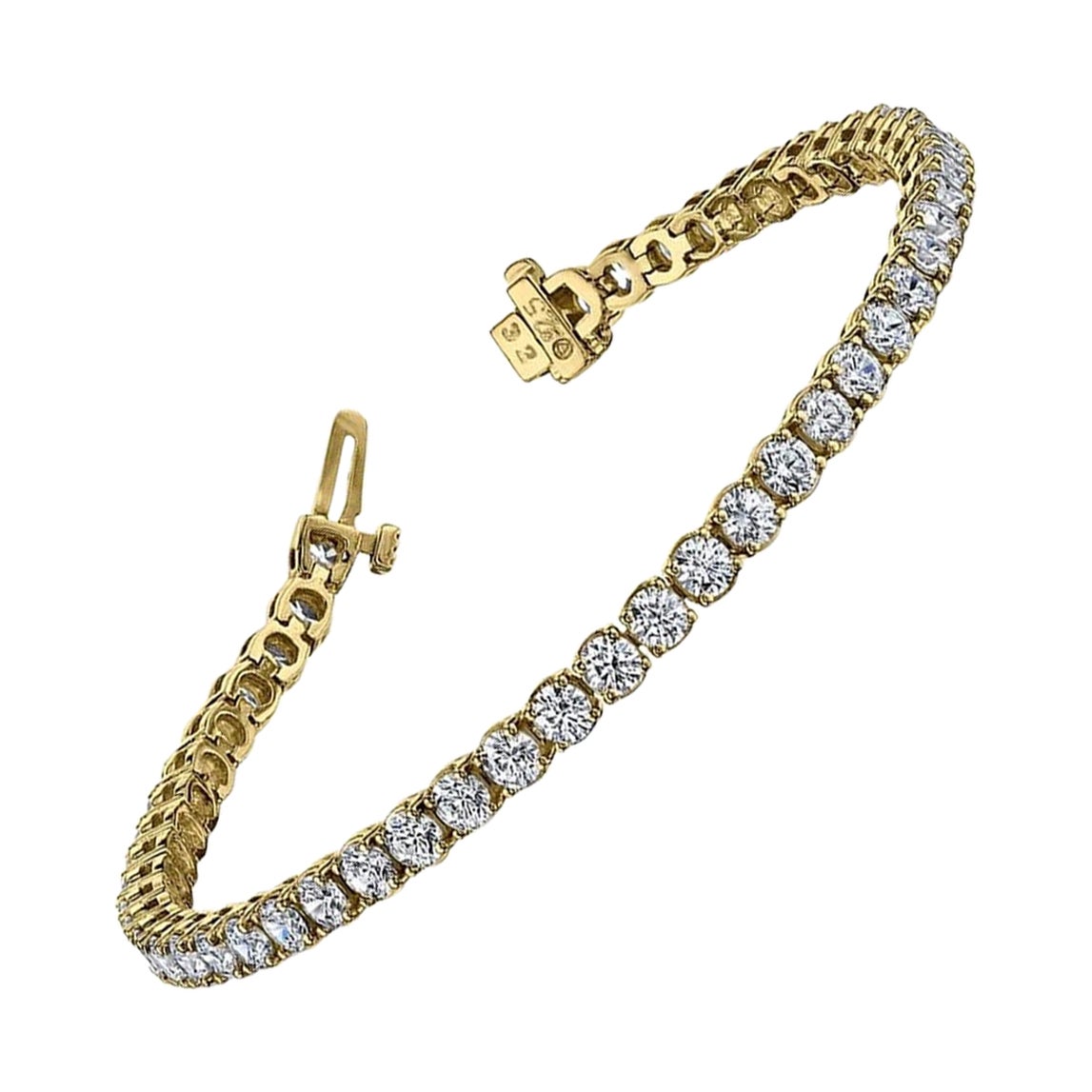 7 Carat Yellow Gold Diamond Bracelet For Sale