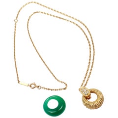 Van Cleef & Arpels Chalcedony Diamond Gold Pendant Necklace