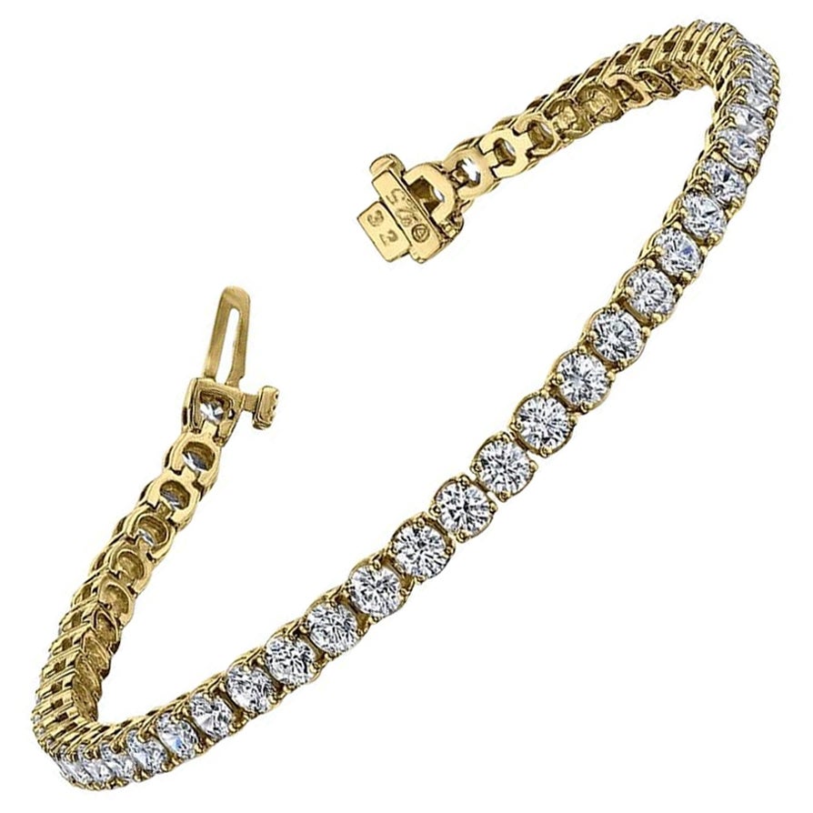 4 Carat Yellow Gold Diamond Bracelet For Sale