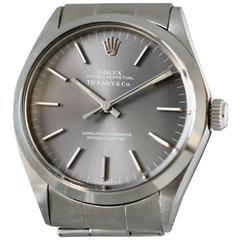 Retro Rolex Tiffany & Co. Stainless Steel Oyster Chronometer Wristwatch