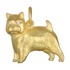 Faye Kim 18 Karat Gold Norwich Terrier Charm with Diamond Eyes