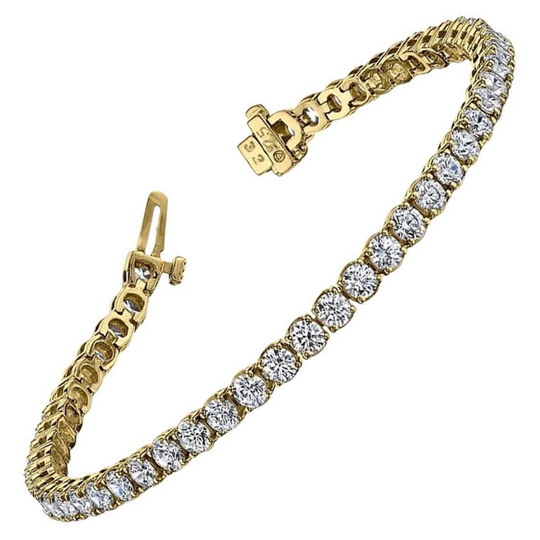 6 Carat Yellow Gold Diamond Bracelet For Sale at 1stDibs