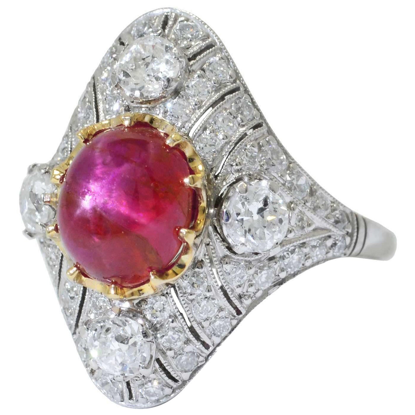 For Sale:  GIA Certified No Heat Burma Star Ruby Engagement Ring