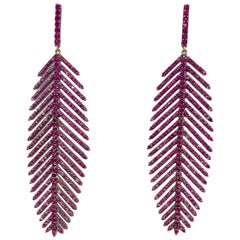 Pink Sapphire and Ruby Feather Paradizia Earrings