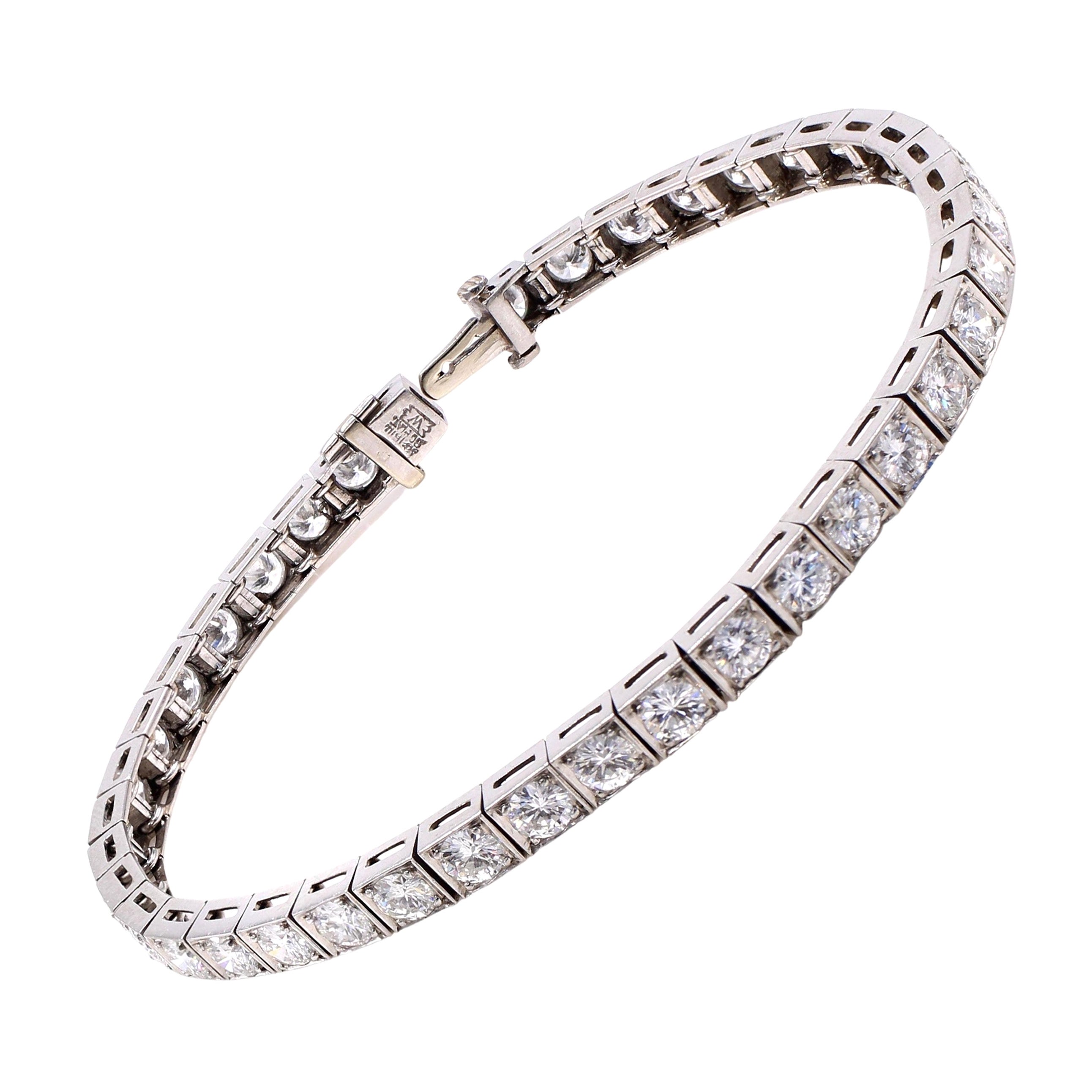 Diamond Platinum Tennis Bracelet For Sale at 1stDibs