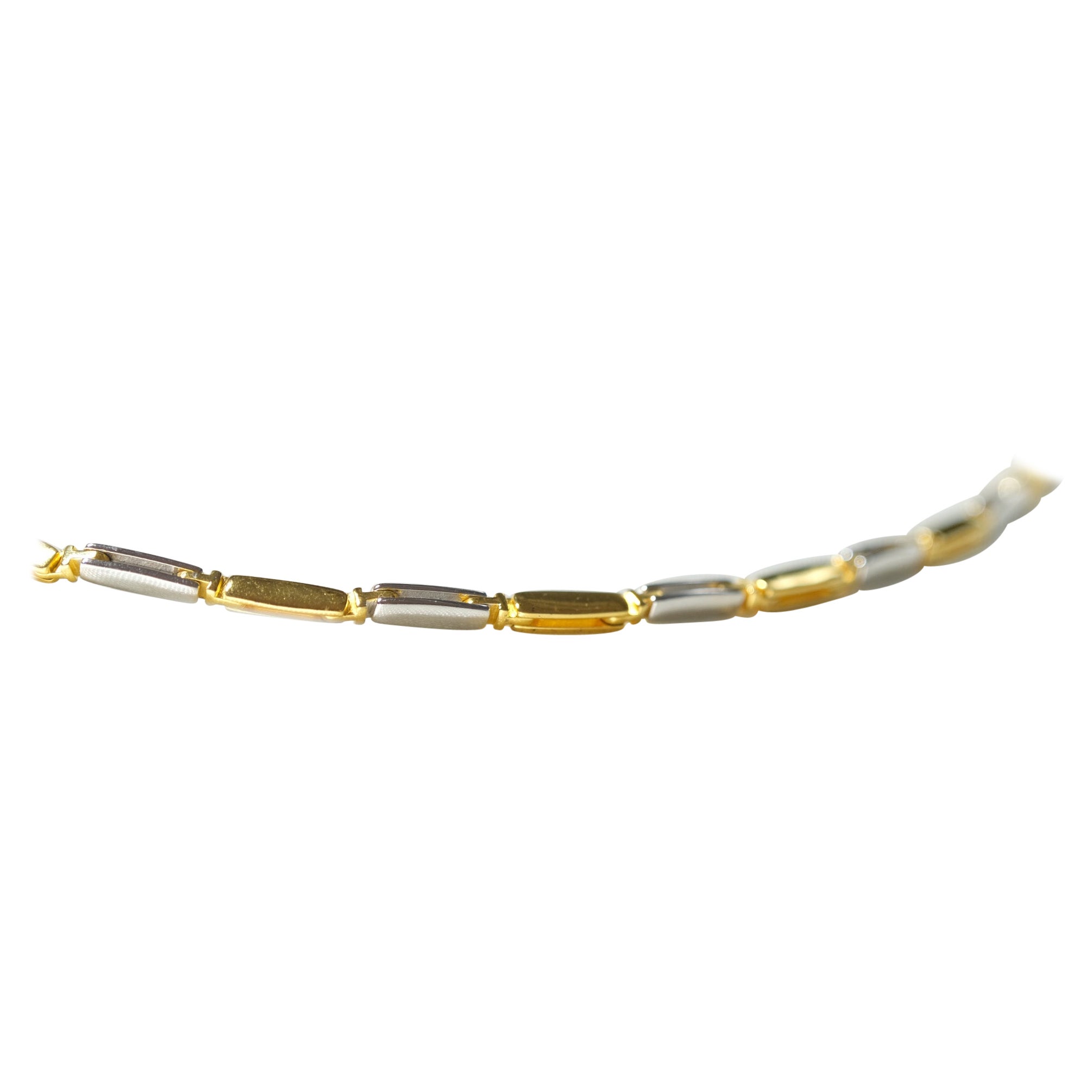 Flat T Chain Necklace, 18k Gold/White Gold For Sale