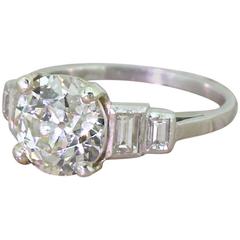 Art Deco 2.14 Carat Old Cut Diamond Platinum Engagement Ring