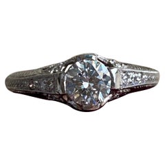 Antique Edwardian Filigree Diamond Platinum Engagement Ring
