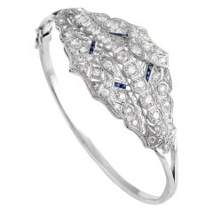 Diamond Sapphire Platinum Gold Bangle