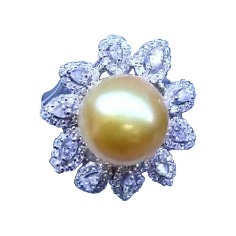 GIT Certified Golden South Sea Pearl Ring For Sale