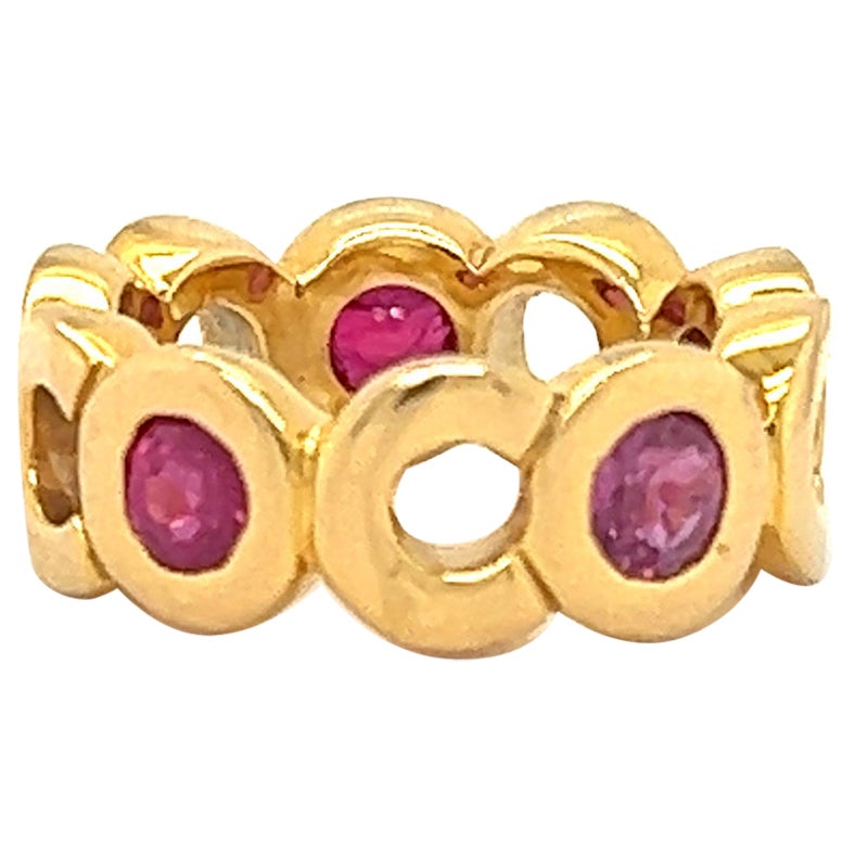 Chanel Ruby Gemstone 18k Yellow Gold “Coco” Ring For Sale