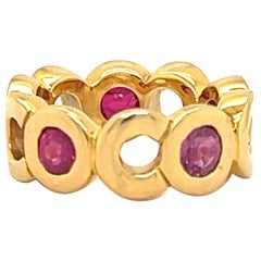 Vintage Chanel Ruby Gemstone 18k Yellow Gold “Coco” Ring