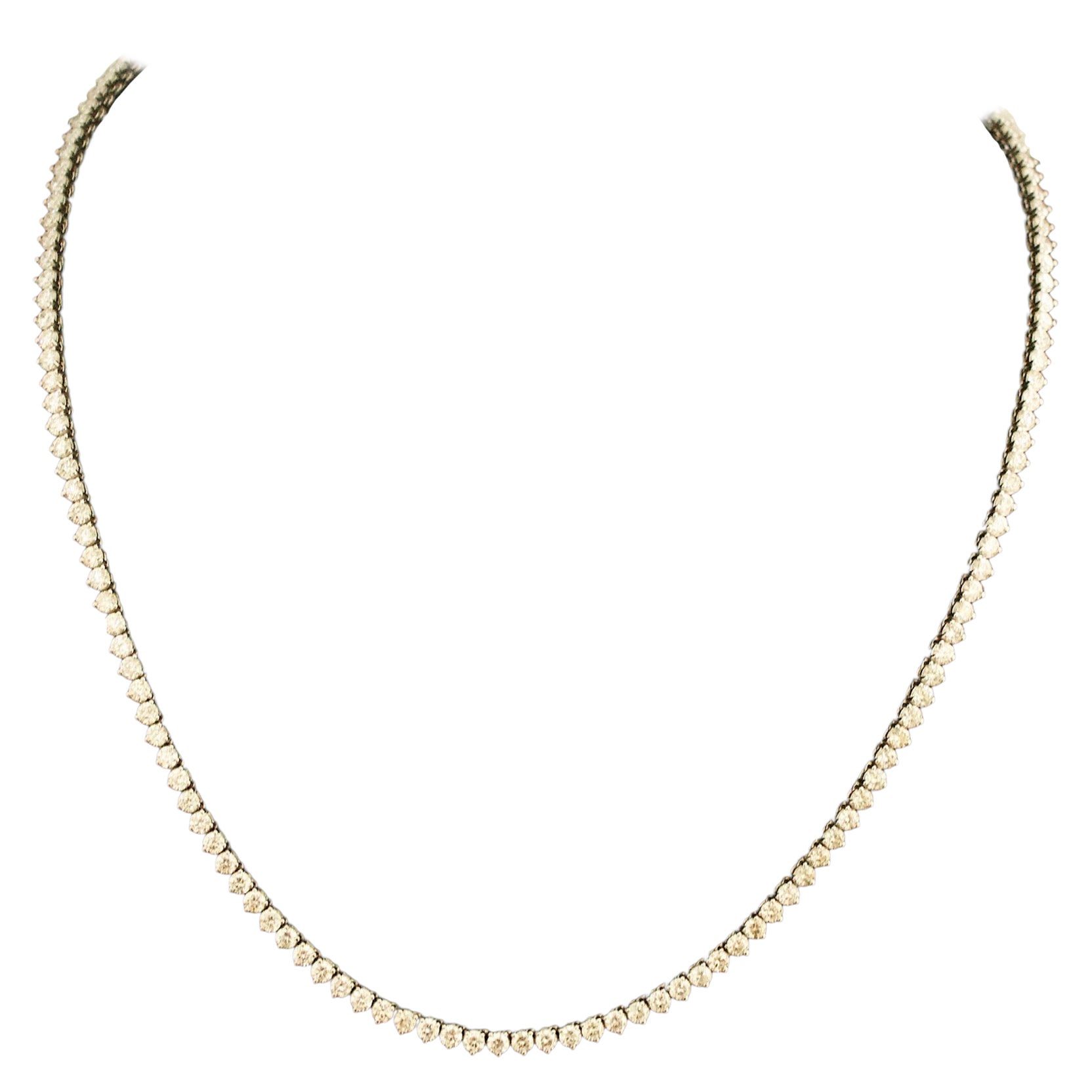 Petite Straight Line Diamond Necklace in White Gold For Sale