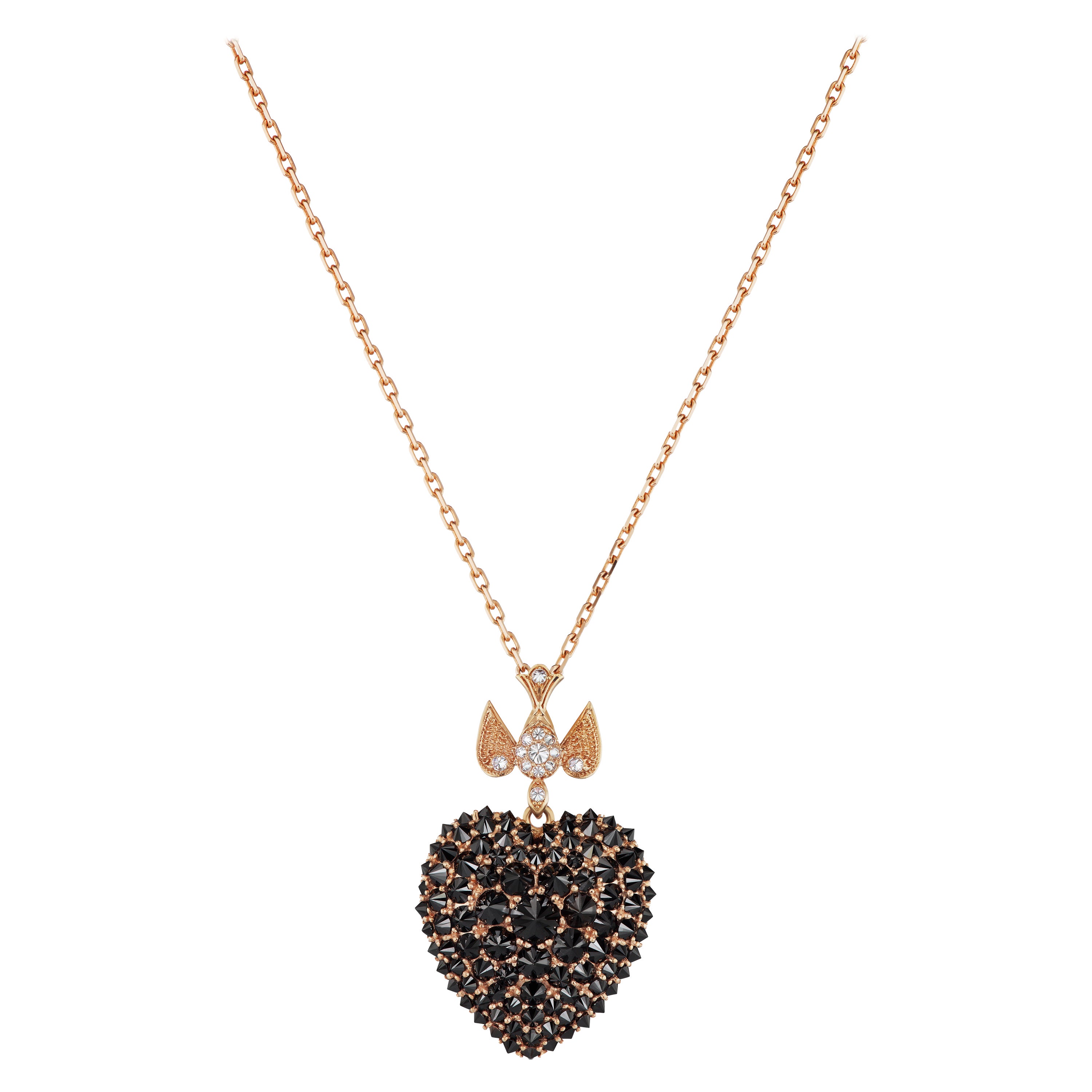 Black Diamond Heart Shape Pendant For Sale