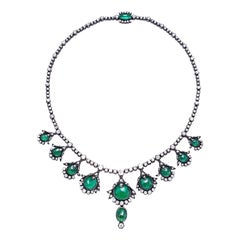 Certified Antique Victorian No Oil 393.00 Carat Russian Emerald Necklace