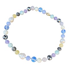 Collier de perles semi-précieuses multicolores pastel Choker J Dauphin