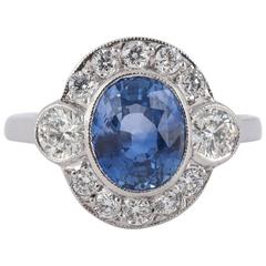 Ring, Pale Ceylon Sapphire Diamond Gold Cluster , mounted in 18ct gold, c, 1990