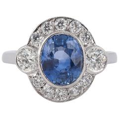 Ring, Pale Ceylon Sapphire Diamond Gold Cluster , mounted in 18ct gold, c, 1990 