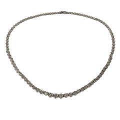 14 Karat White Gold Diamond Flower Choker Necklace JAGi Certified