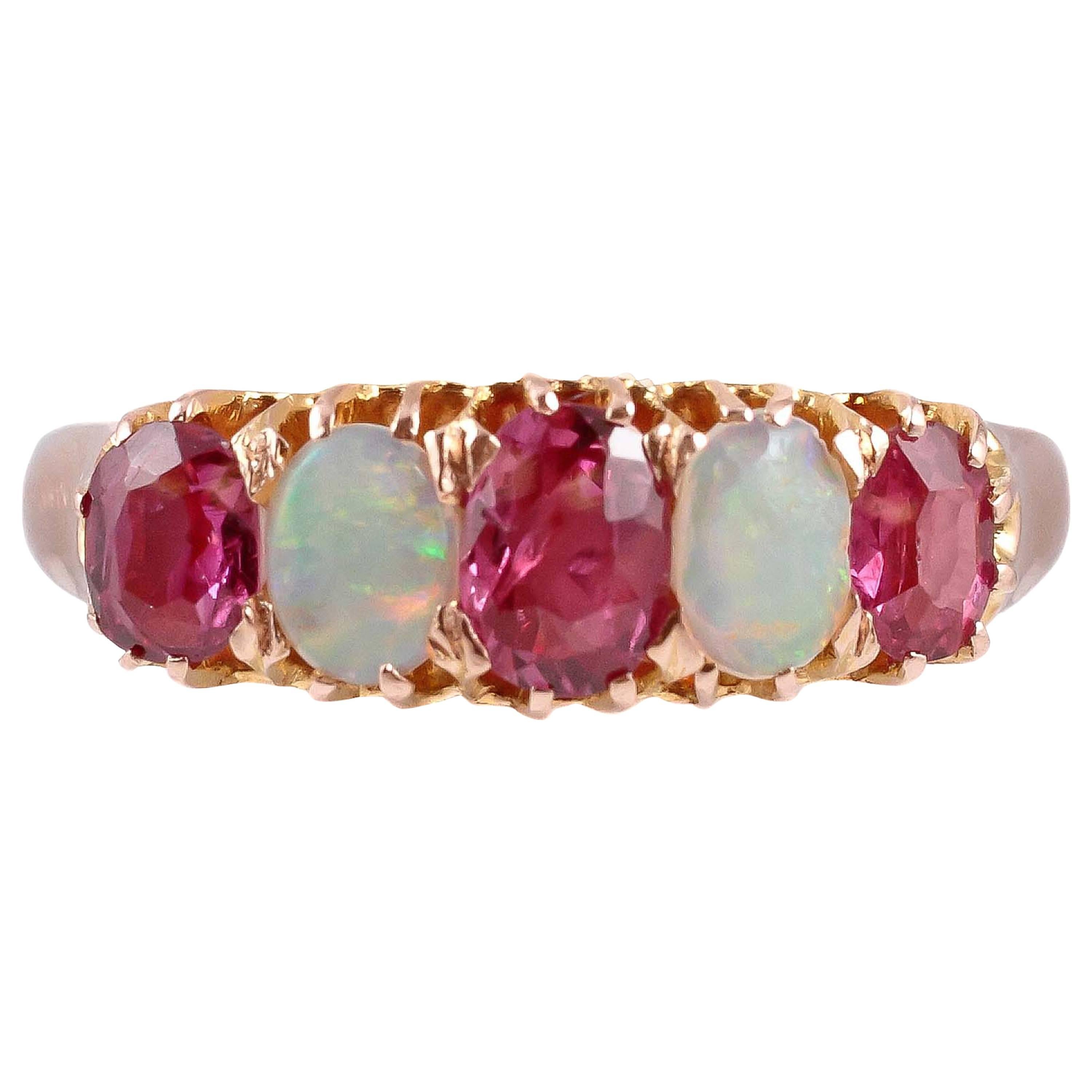 Victorian Opal Ruby Gold Ring