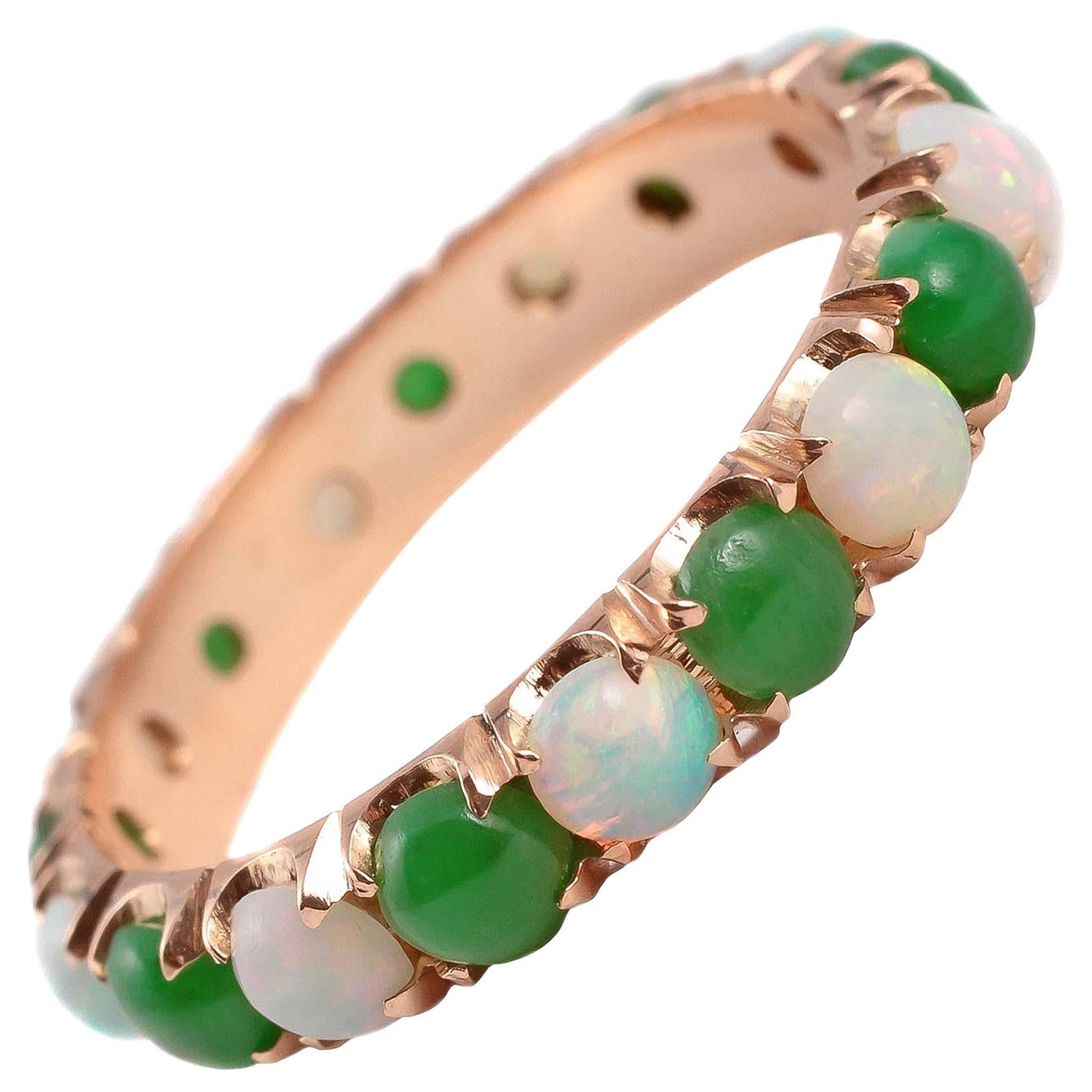 Opal Jade Gold Eternity Ring
