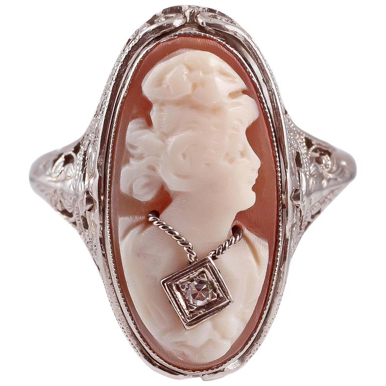 Cameo Onyx Diamond Gold Flip Ring at 1stDibs