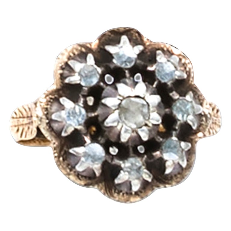 Late Georgian Era Rose cut Diamond Flower Ring For Sale at 1stDibs