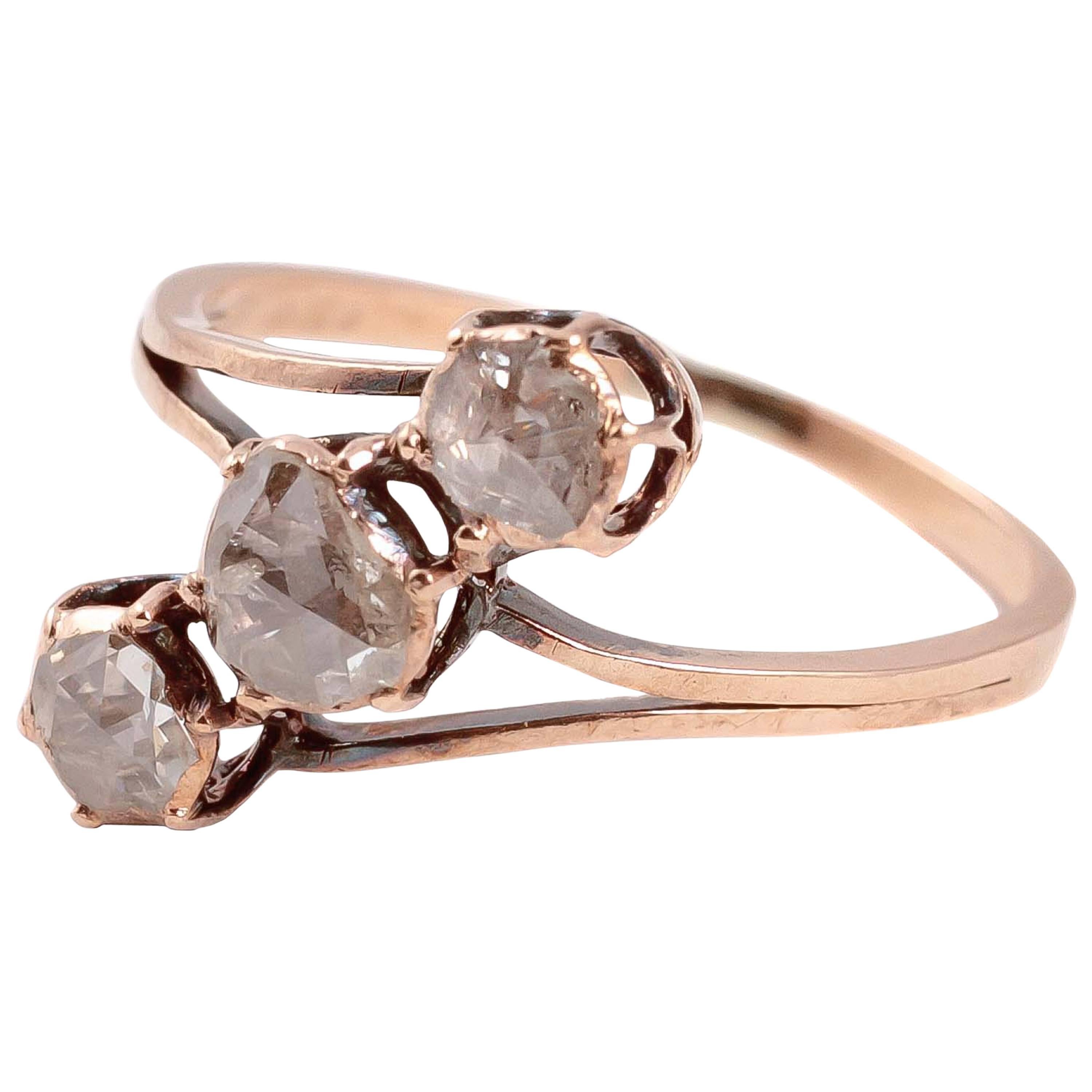 1900s Spain Rose Cut Diamond Gold Ring