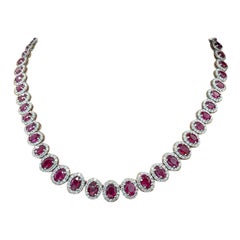 32.95ct Natural Ruby & Diamond Necklace