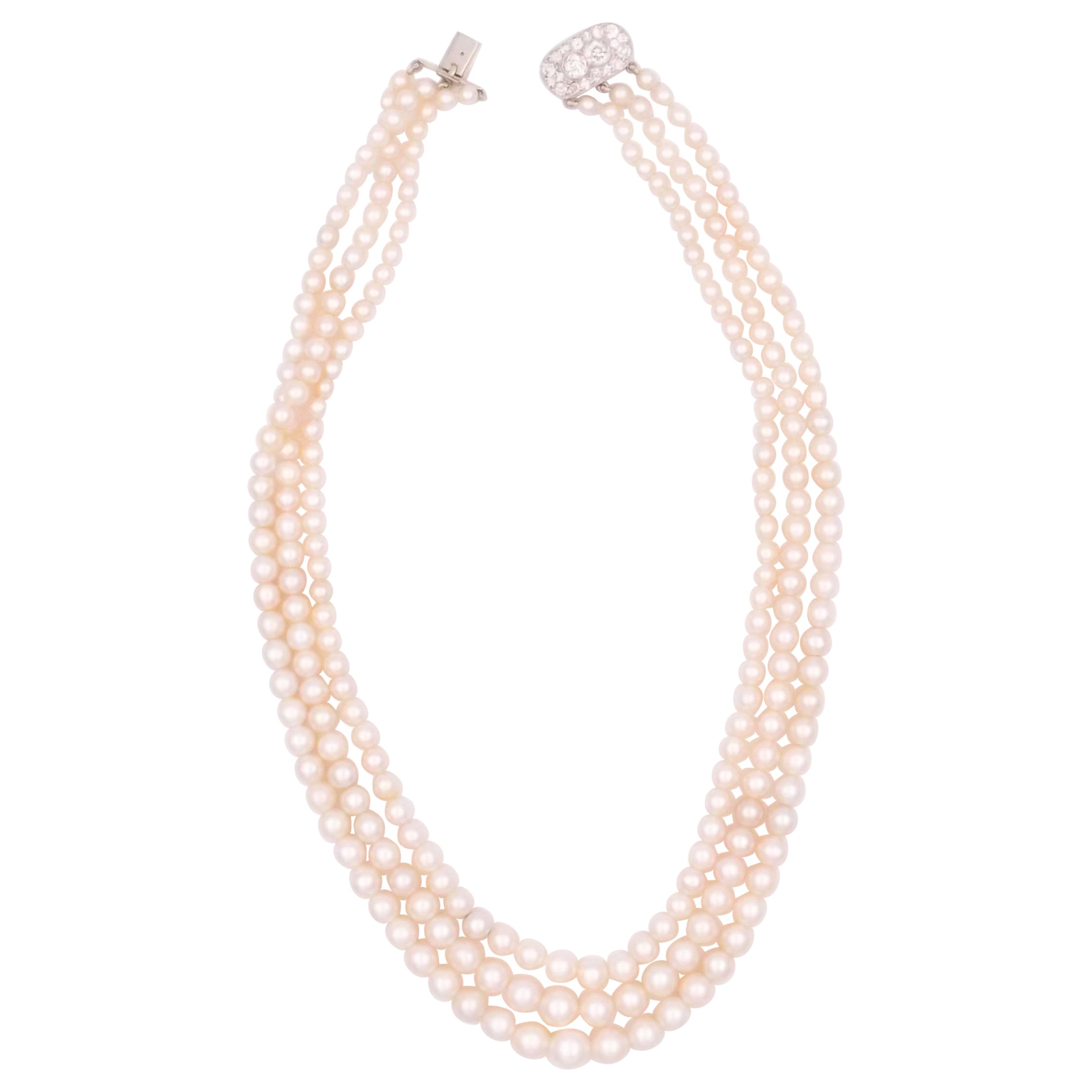 Natural Pearl Necklace, circa 1900 For Sale