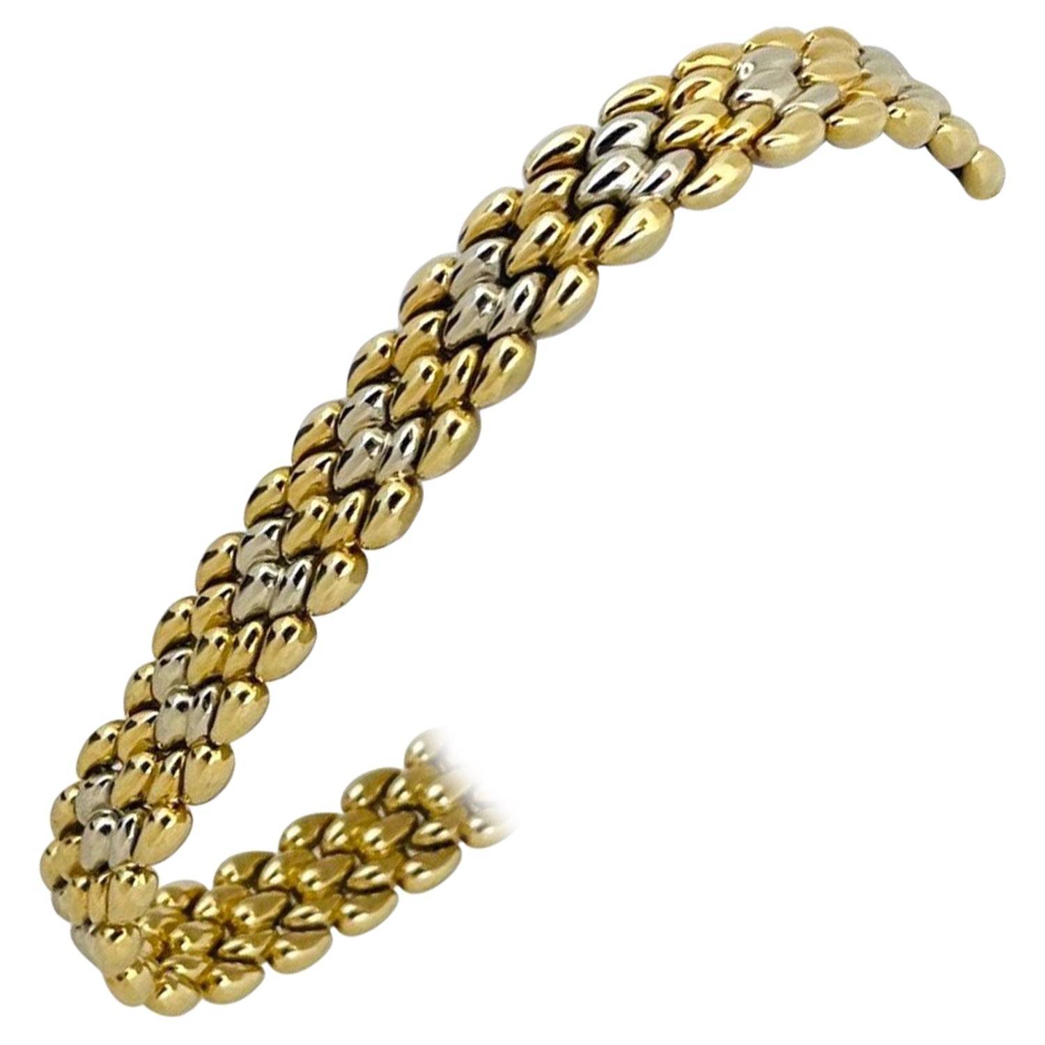 Chimento 18 Karat Yellow and White Gold Ladies Fancy Link Bracelet, Italy  For Sale at 1stDibs