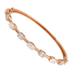 2.45 Carat SI/HI Marquise Diamond Sleek Bracelet 18 Karat Rose Gold Fine Jewelry