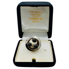 Burle Marx Black Tourmaline Ring Mid-Century Modern Sterling Silver Original Box
