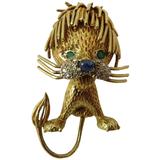 1970s Delightful Gold Tousle-Headed Lion Pin