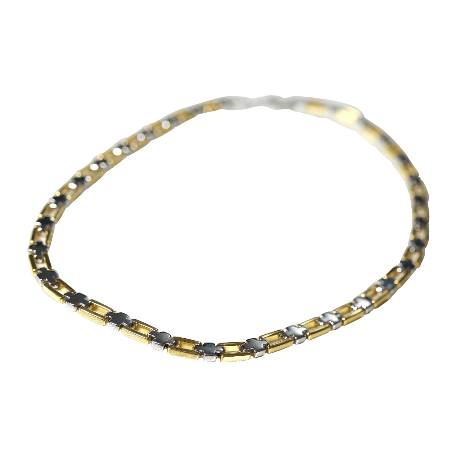 Cross Link Necklace II, 18k Gold, White Gold For Sale