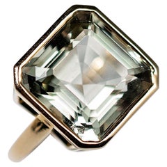 Oversized Pinky Ring, 7.88ct Green Amethyst, European Style, as Seen in Paris