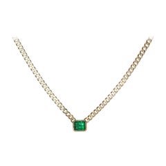 5.5ct Emerald Necklace, 14k Yellow Gold