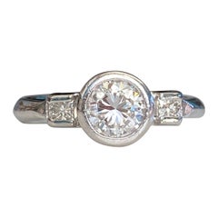 Vintage Mid-Century .83ct Diamond Platinum Engagement Ring