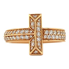 Tiffany & Co. Anello T1 in oro rosa 18k con diamante rotondo a T MSRP $7200