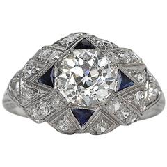 1930s Art Deco 1.28 Carat GIA Cert Old European Diamond Engagement Ring 11