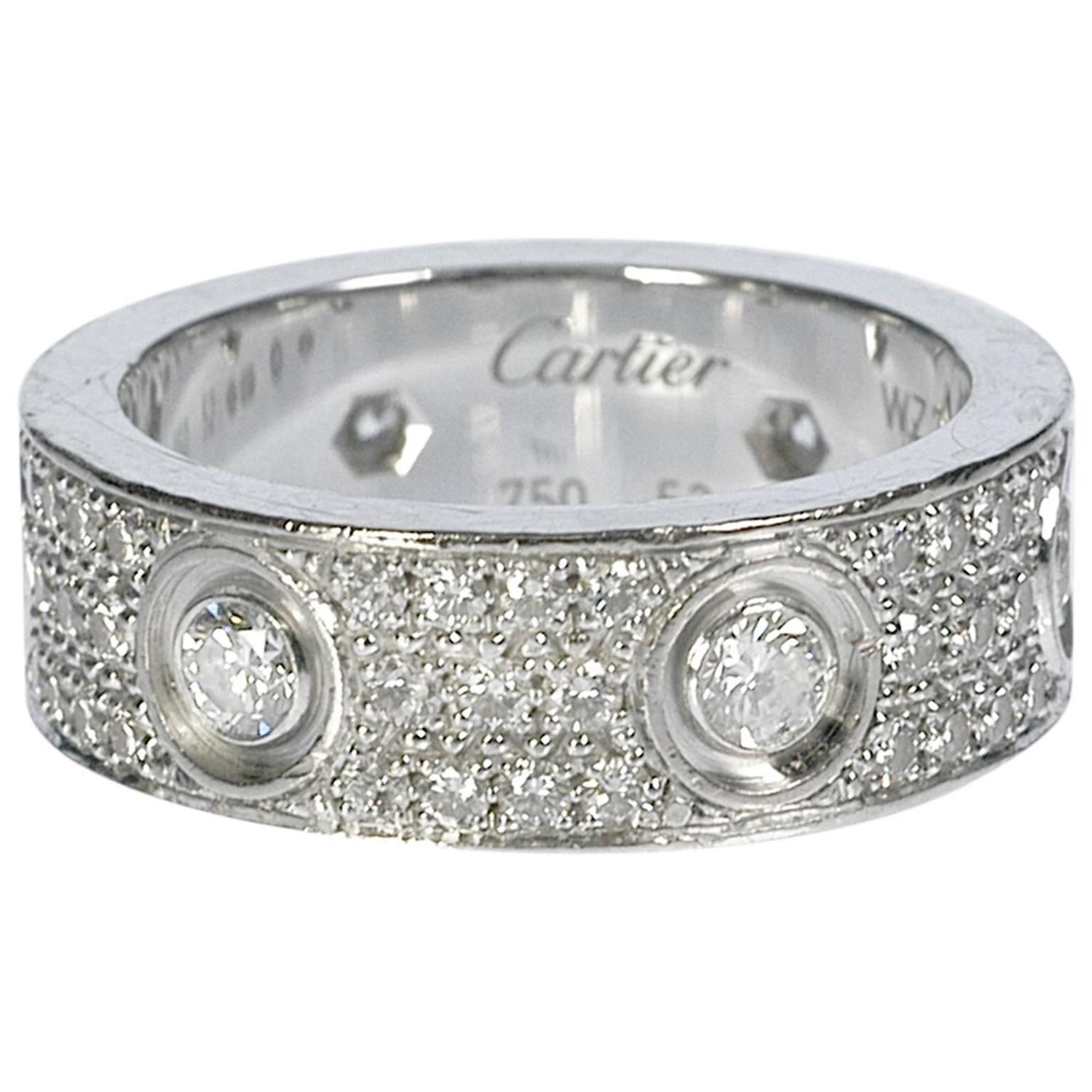 Cartier Diamond Gold Love Wedding Band Ring For Sale at