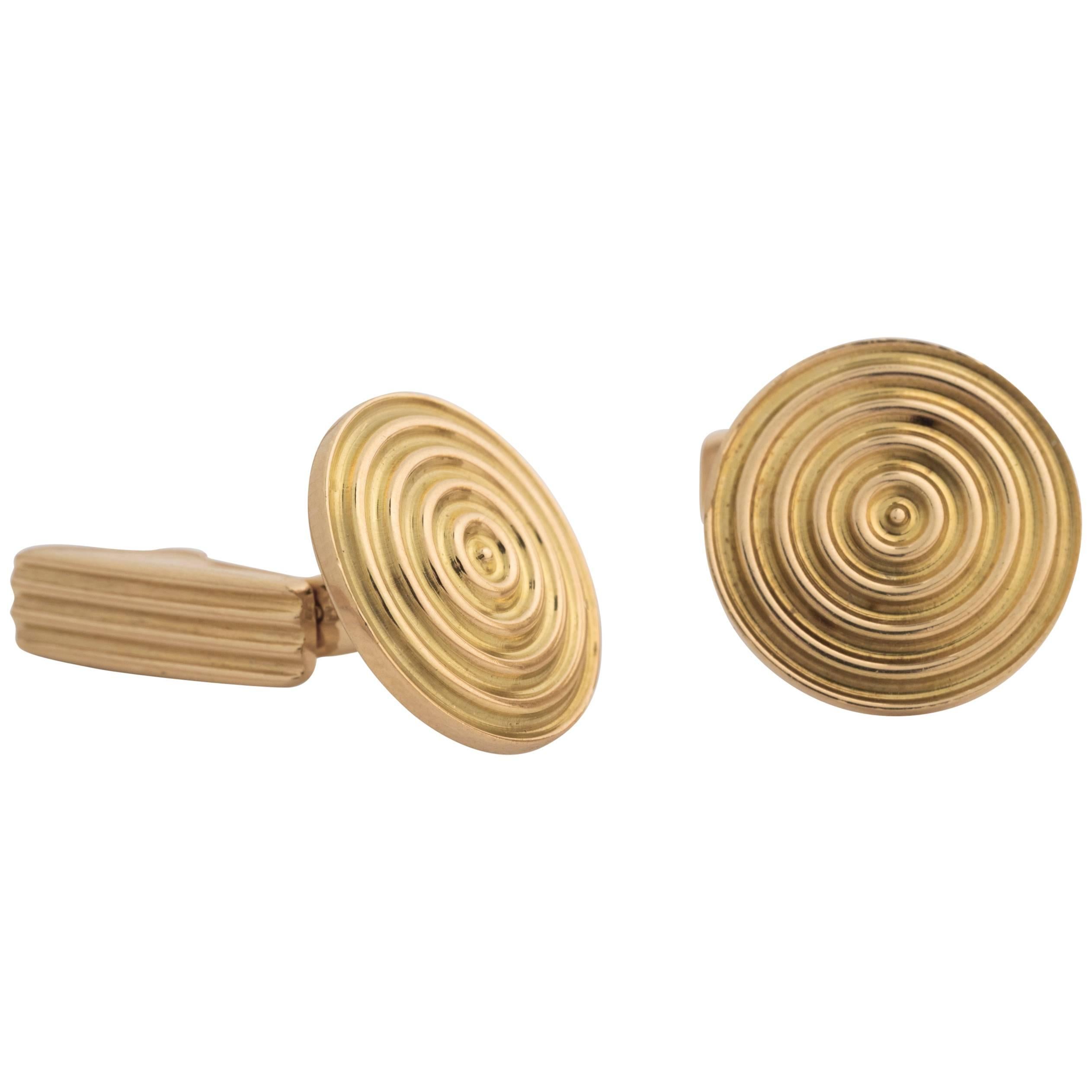 Tom Ford Circle Solid 18kt Yellow Gold Cufflinks 