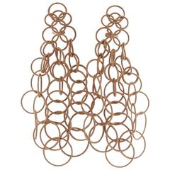 Long Buccellati Hawaii Rose Gold Pendant Earrings