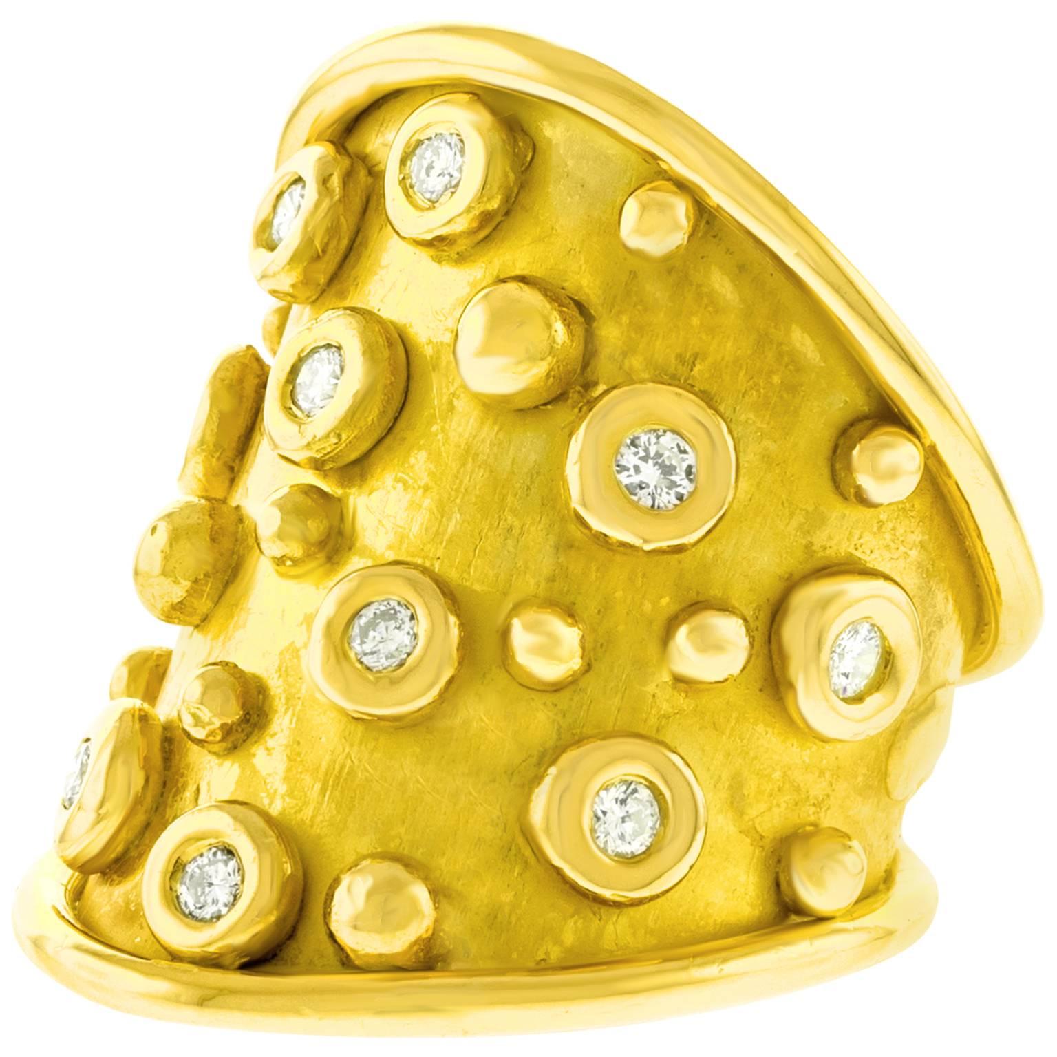 Denise Roberge Organisch Chic Diamantbesetzter Goldring