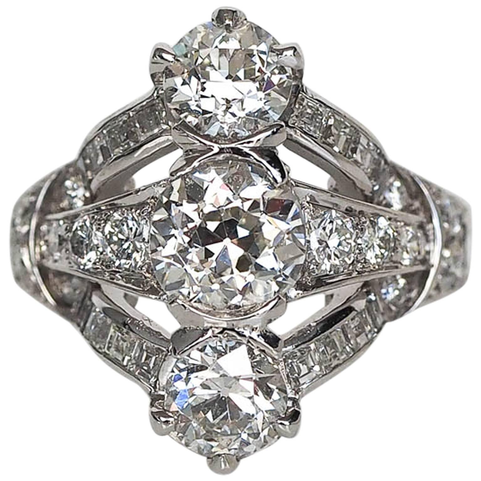 1920s Tiffany & Co. Art Deco Diamond Platinum Engagement Ring 