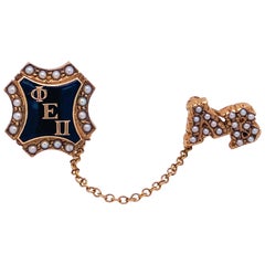 Retro Phi Epsilon Pi, Alpha Beta Chapter Fraternity Pin Estate Brooch with Pearls