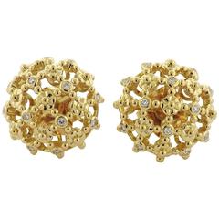 Temple St. Clair Diamond Gold Fiori Cluster Earrings 5