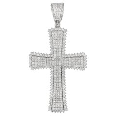 LB Exclusive Pendentif croix en or blanc 14 carats avec diamants 2,95 carats