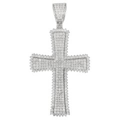 LB Exclusive 14k White Gold 2.95ct Diamond Cross Pendant