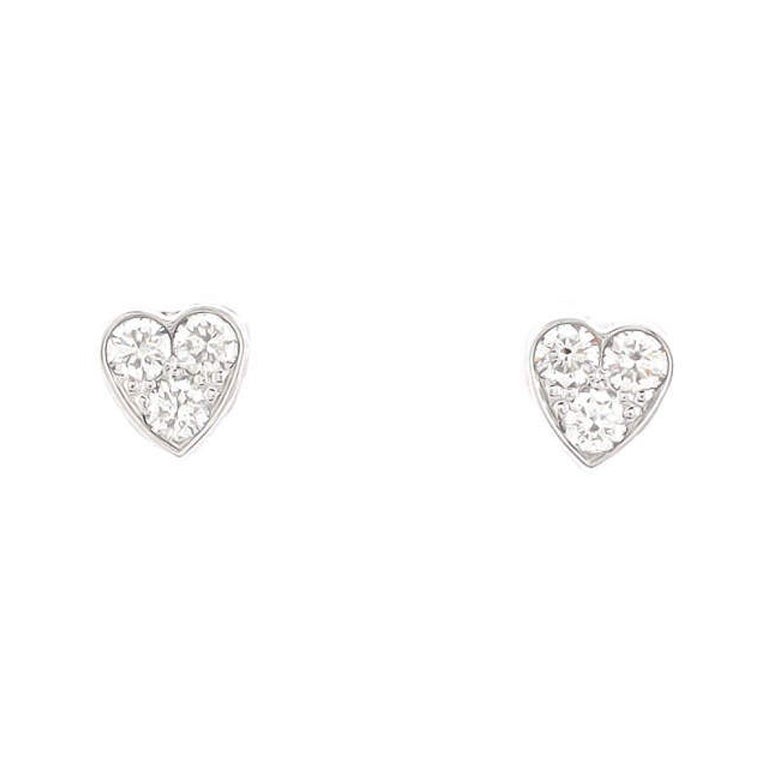 Cartier Heart Stud Earrings 18k White Gold with Diamonds Mini